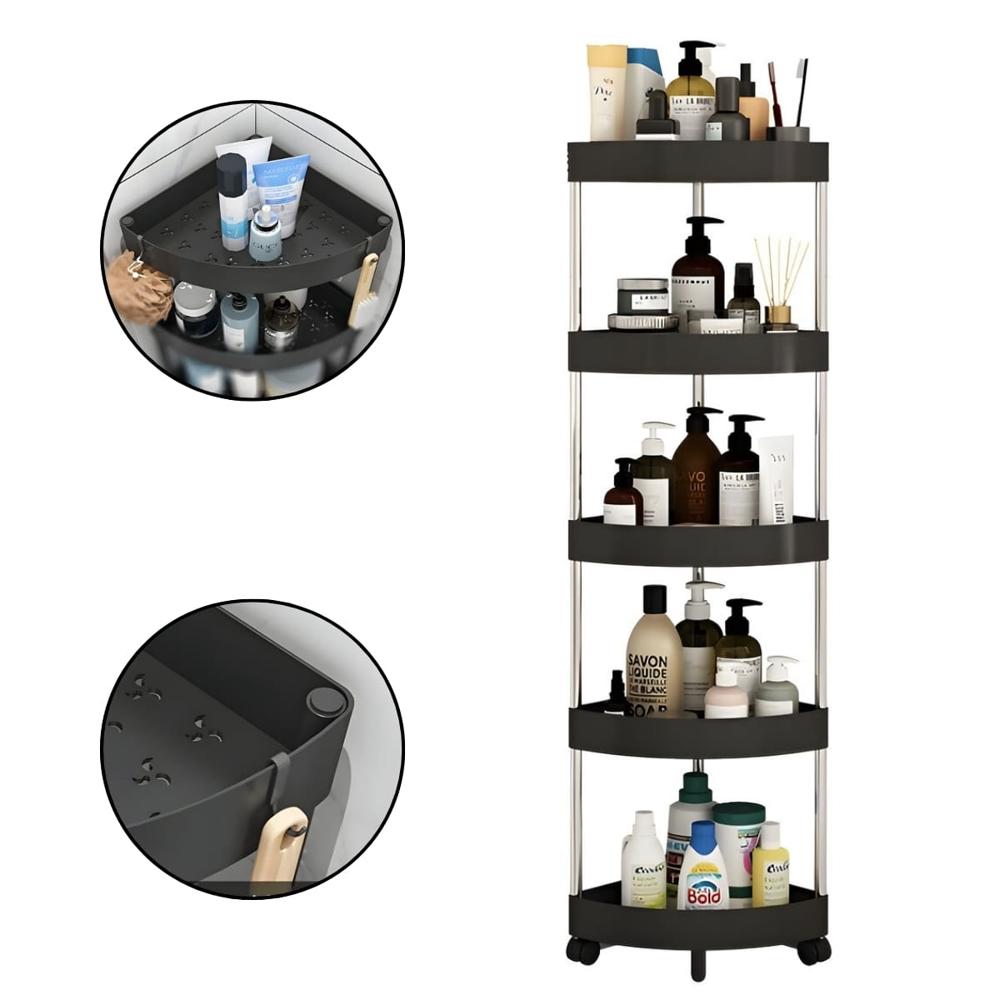 Organizador Esquinero Con Ruedas De 5 Niveles Negro   408NE03