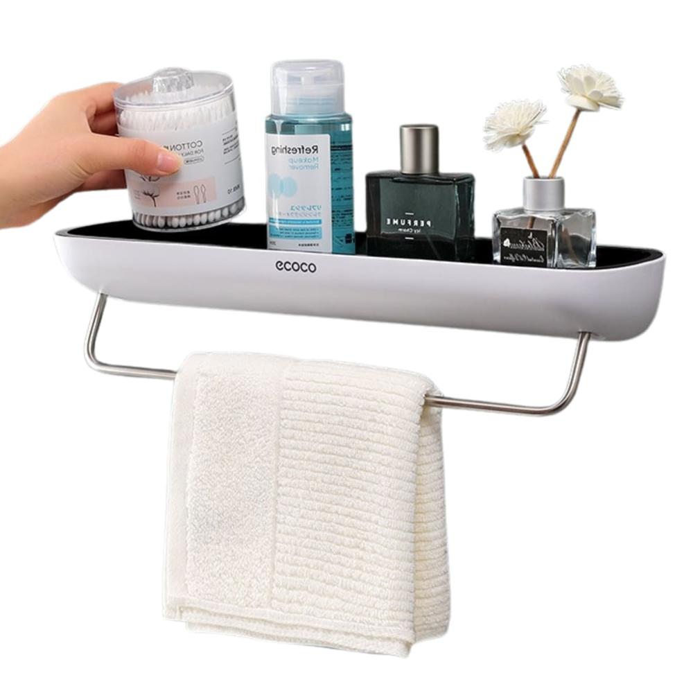 Repisa Adhesiva para Baño con Colgador Negro 484NE03