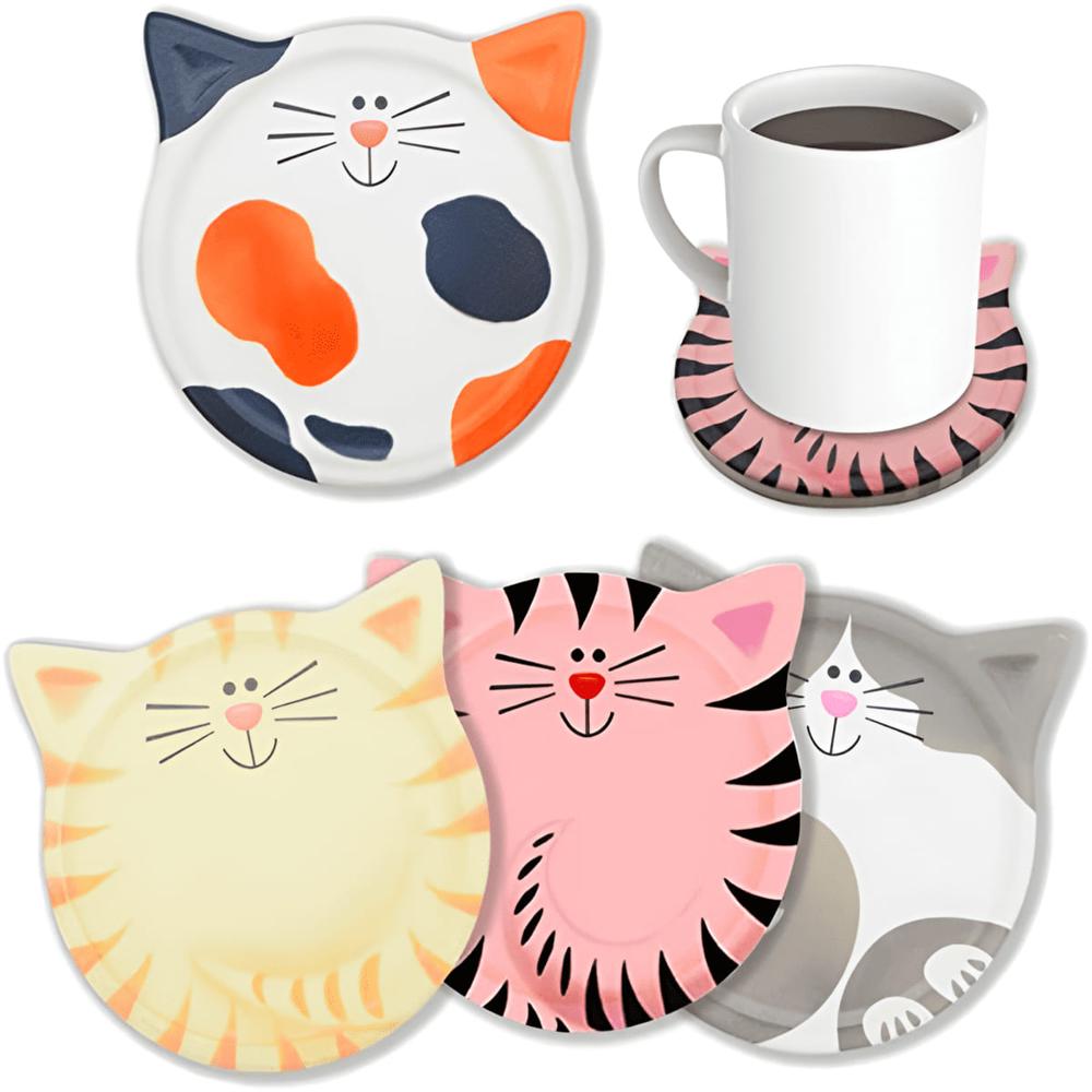 Set De Posavasos De Cerámica Con Diseños De Gatos 3060001