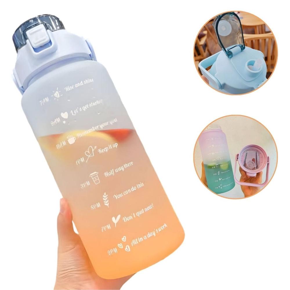 Tomatodo Portátil Bicolor Mate Motivacional Con Stickers 2D y 3D Celeste 848CL08