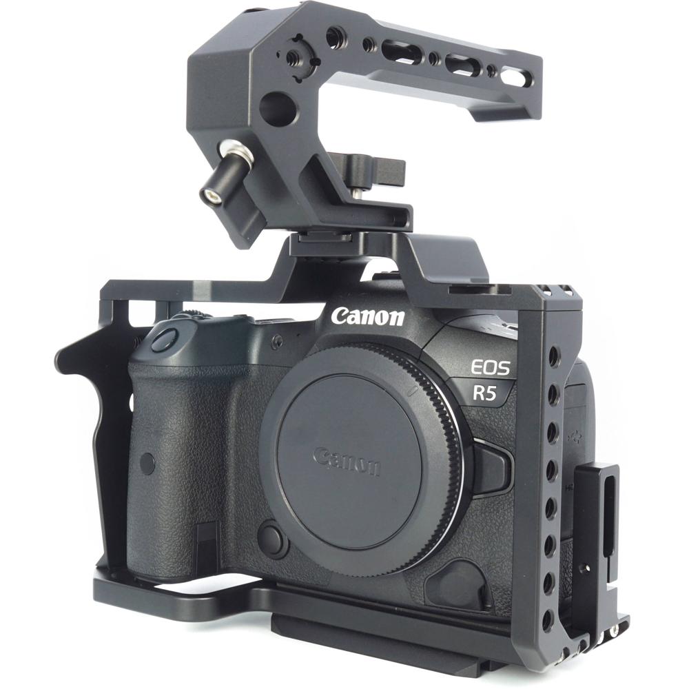 CAME-TV Jaula para Cámara + Kit de Mango Superior para Canon EOS R5/R6 - Jaula Ajustada, Abrazadera