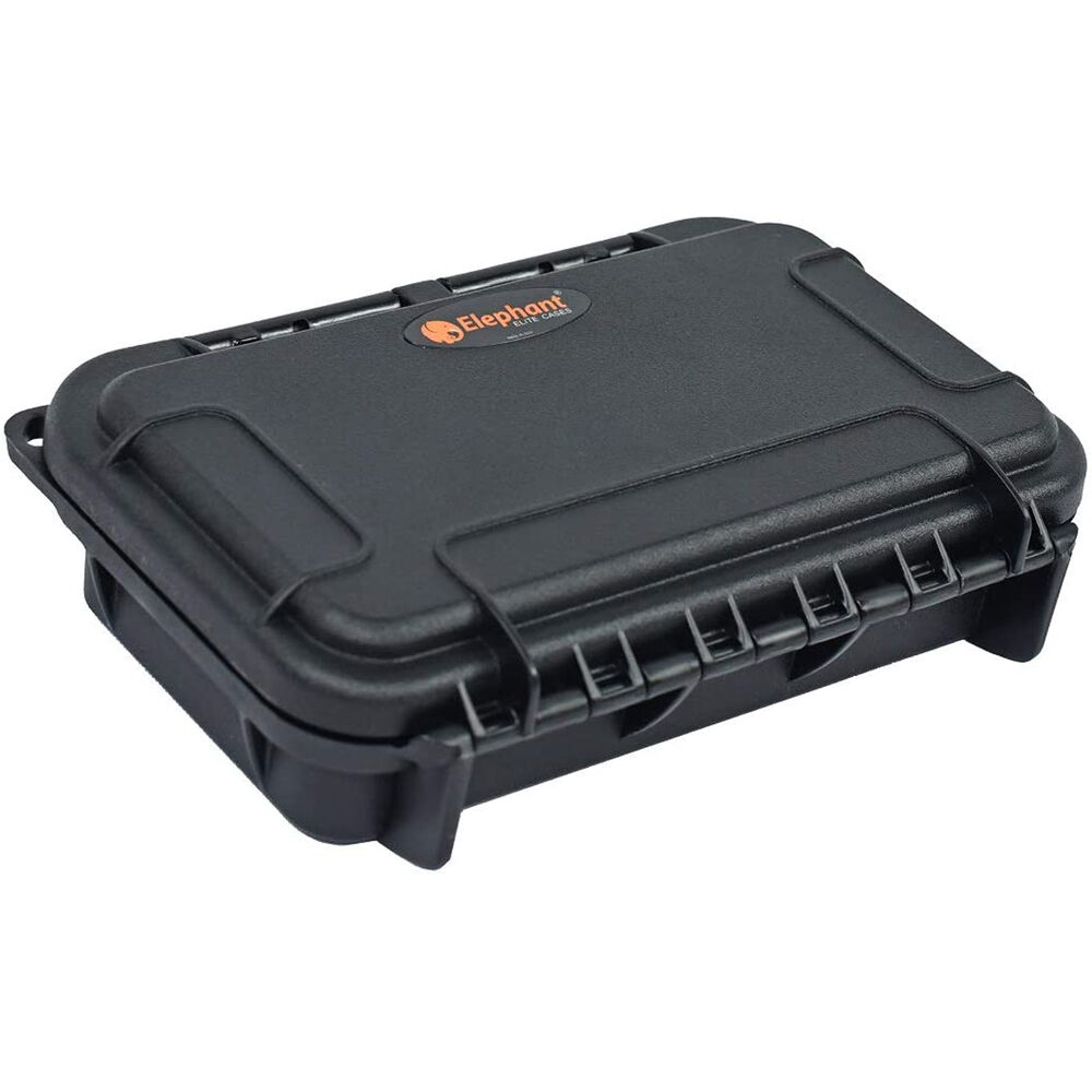 Estuche Duro Impermeable para Tarjetas de Memoria Elephant Elite (Caja Negra, Espuma Roja) - Capaci