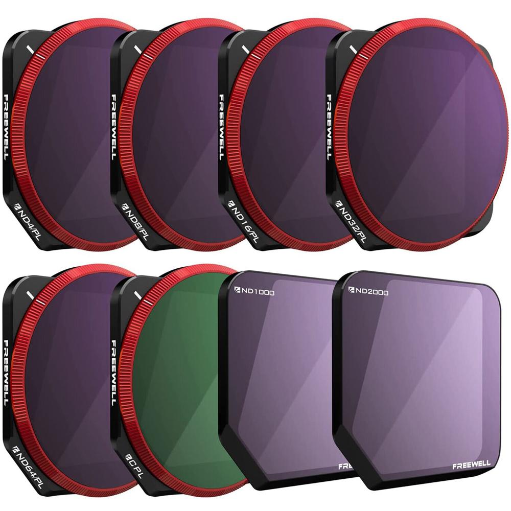 Filtros Freewell Todo el Día para DJI Mavic 3/Mavic 3 Cine (Paquete de 8) - ND4/PL a ND64/PL, CPL,