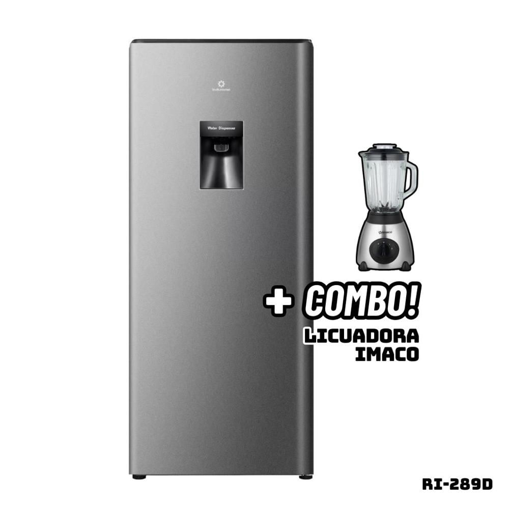 Refrigeradora INDURAMA 177 L Con DISP De Agua Plateado RI-289D + Licuadora IMACO