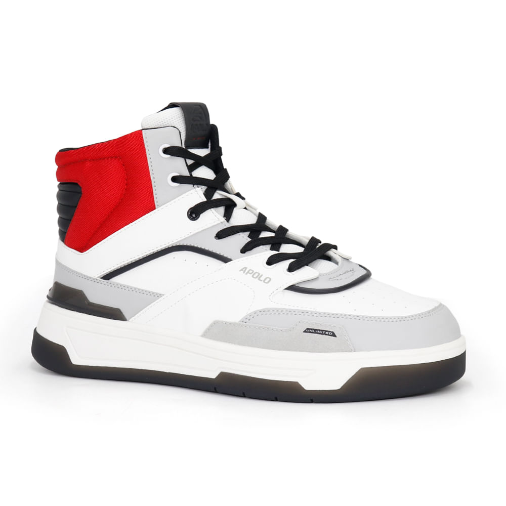 Zapatillas Botín Urbano Hombre APOLO AH24-05Q4 BLANCO/GRIS/ROJO 41 Zapatillas Botín Urbano Hombre APOLO AH24-05Q4 BLANCO/GRIS/ROJO 41