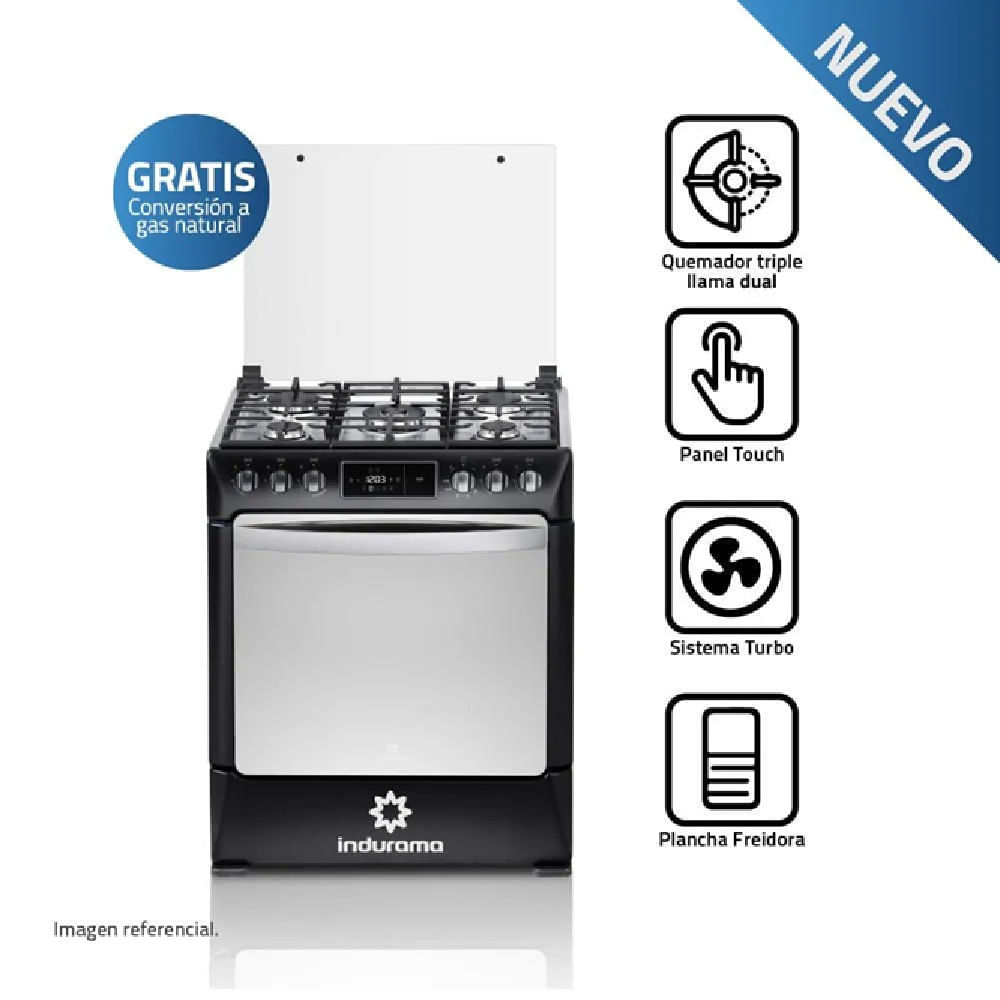 Cocina 5 Hornillas GLP Indurama Niza Zafiro Negro