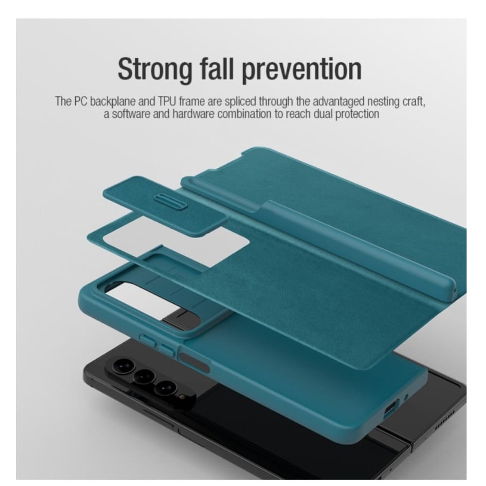 Case Nillkin Qin Pro Leather para Samsung ZFOLD 4 Verde