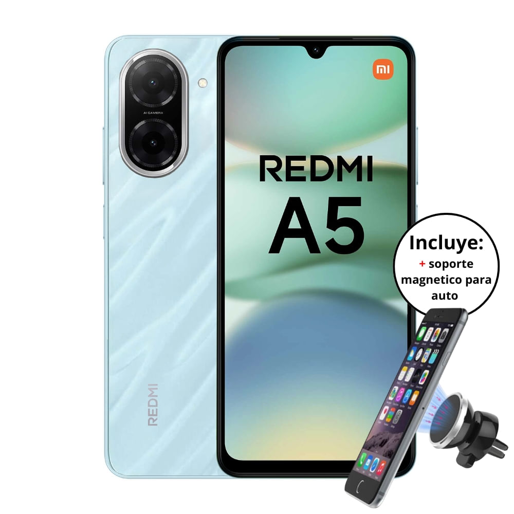 Celular Xiaomi Redmi A5 Dual SIM 128GB Azul 4GB RAM + 4 virtual + Soporte Magnetico
