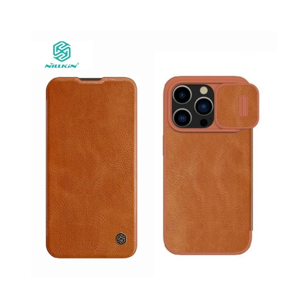 Case Nillkin Qin Pro Leather para Iphone 14 Pro Camel Case Nillkin Qin Pro Leather para Iphone 14 Pro Camel