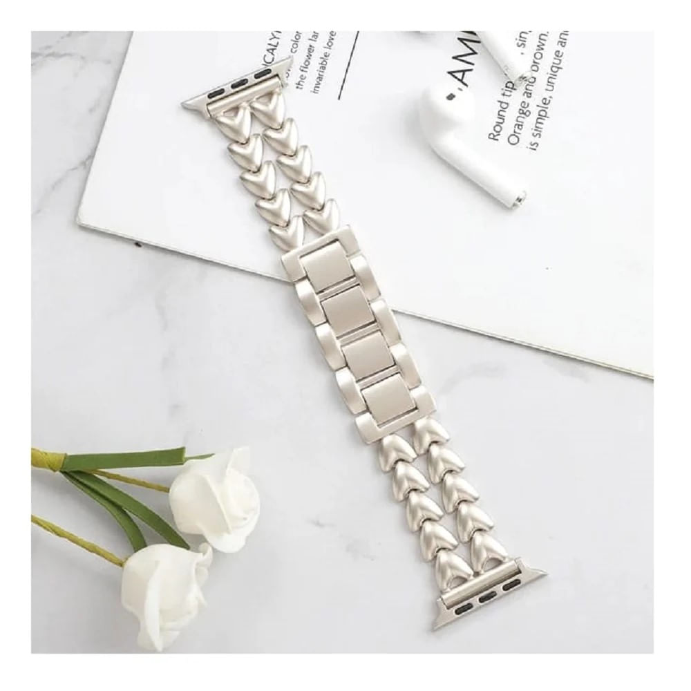 Pulsera para Apple Watch de metal doble corazon 42 44 45 49mm starlight Pulsera para Apple Watch de metal doble corazon 42 44 45 49mm starlight