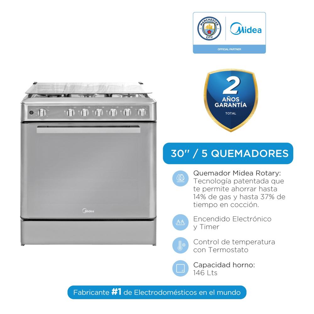 Cocina a Gas Midea Venus 30” 5 Quemadores Acero Inoxidable Cocina a Gas Midea Venus 30” 5 Quemadores Acero Inoxidable