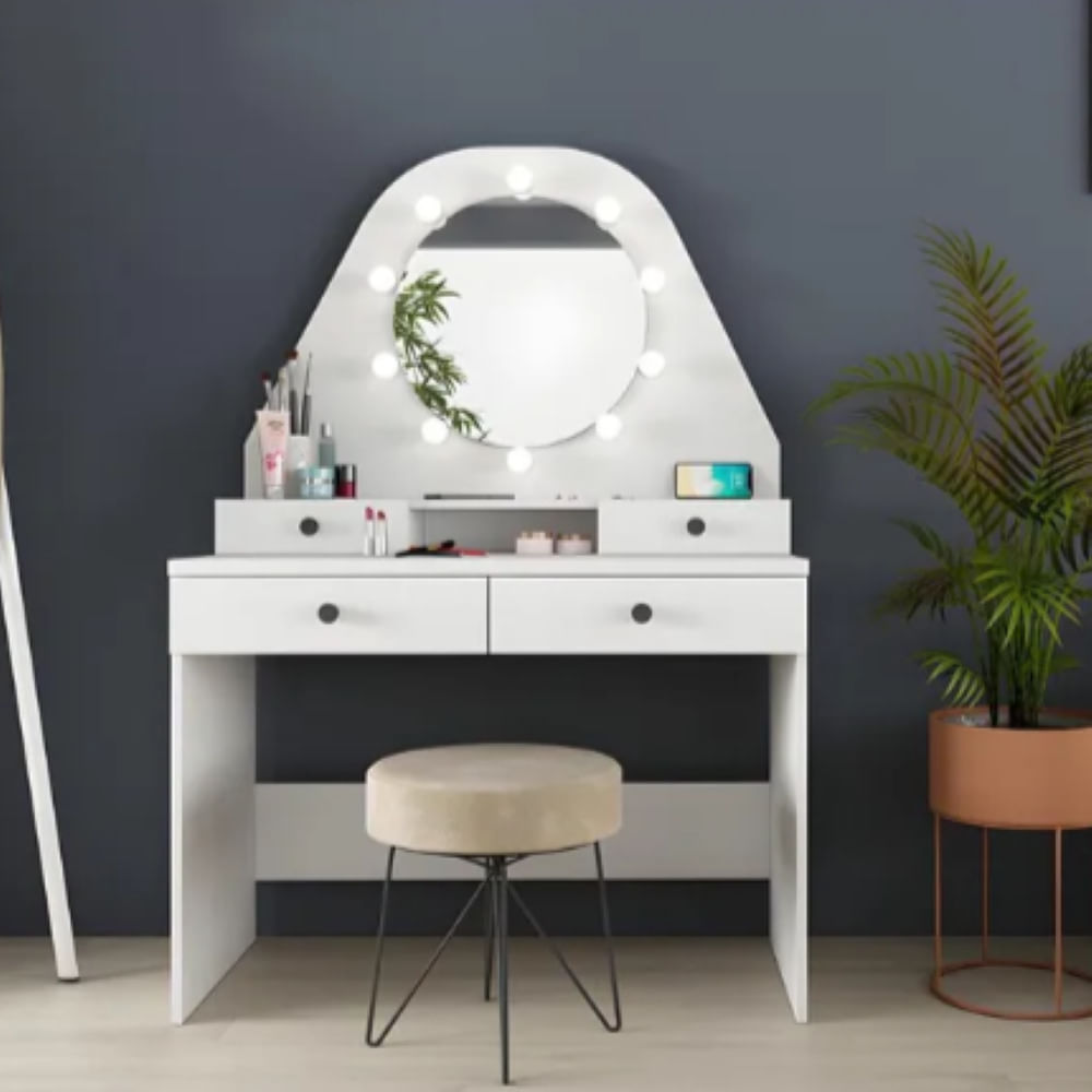 TOCADOR LUCERO CON LUCES NACION MUEBLES COLOR BLANCO TOCADOR LUCERO CON LUCES NACION MUEBLES COLOR BLANCO