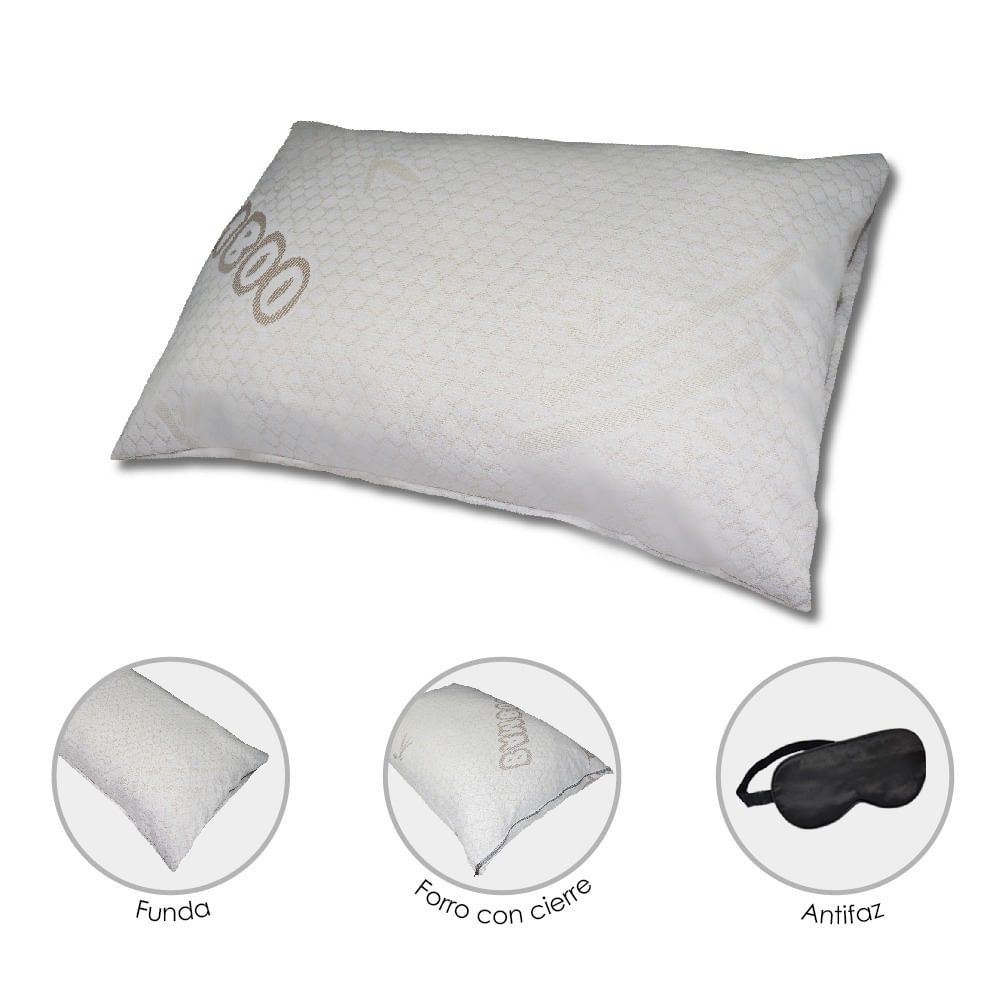 Almohada Queen Memory Foam 75x50x15 cm  Regalo Antifaz  Teraflex