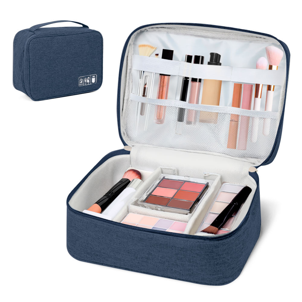 Neceser de Maquillaje Cosméticos Portátil Azul BW1
