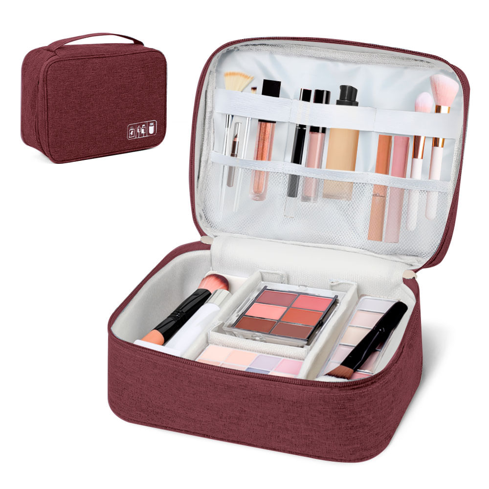 Neceser de Maquillaje Cosméticos Portátil Guinda BW1