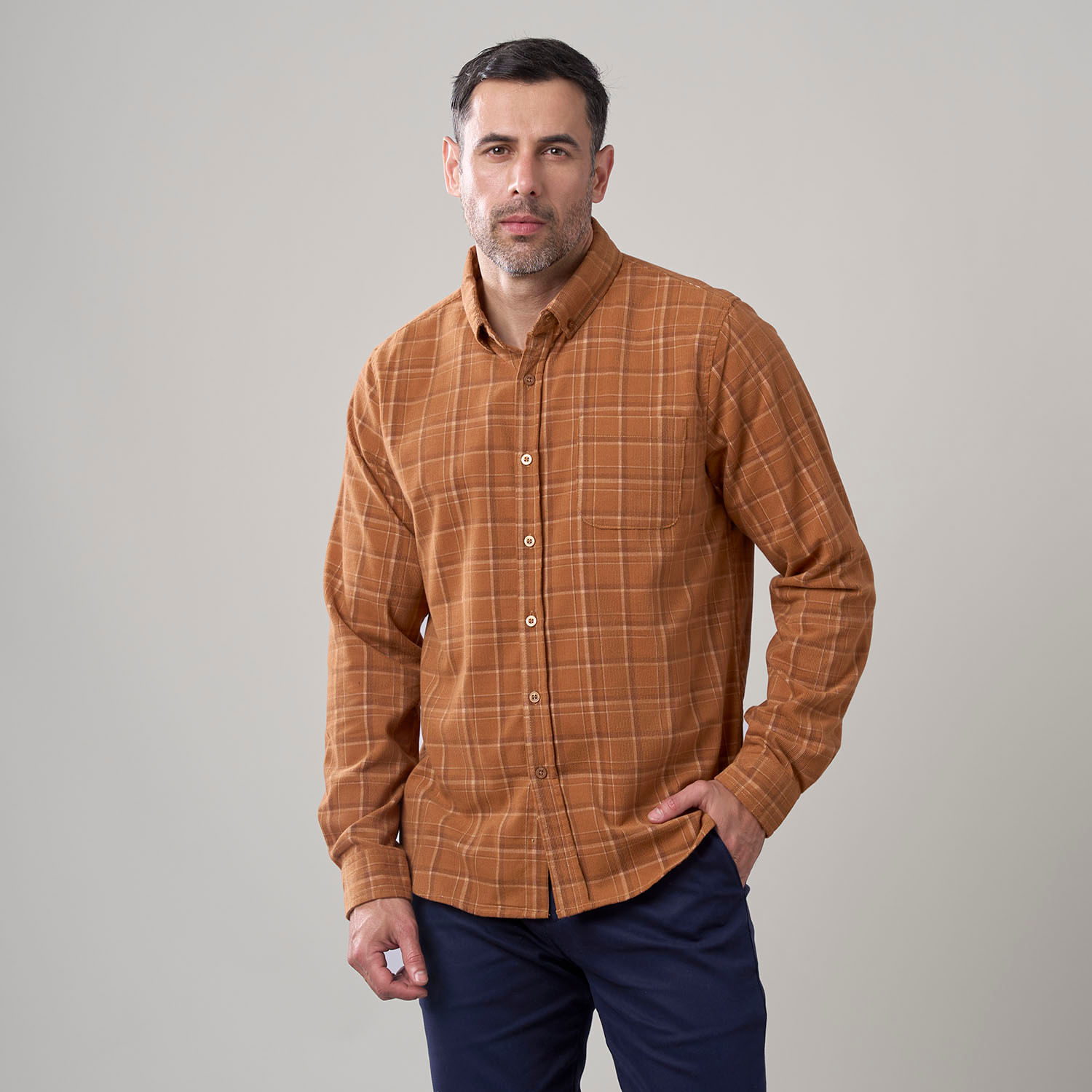 Camisa Hombre Madison Corduroy Checks Manga Larga