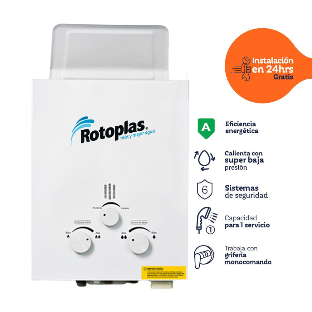Terma a gas Ecoflaming 5.5 litros GN Rotoplas