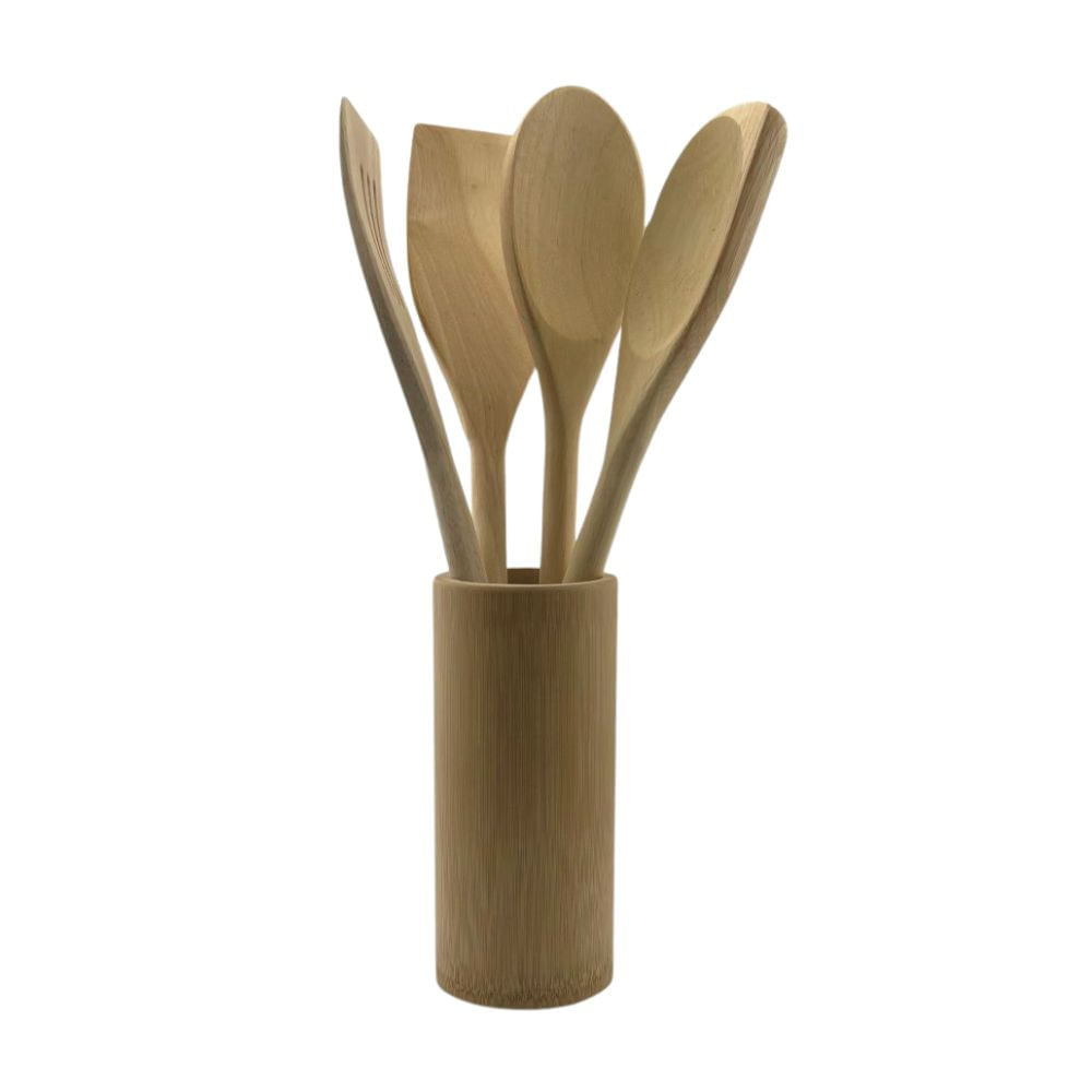 Set x 5 utensilios Acacia Incluye Base Orange