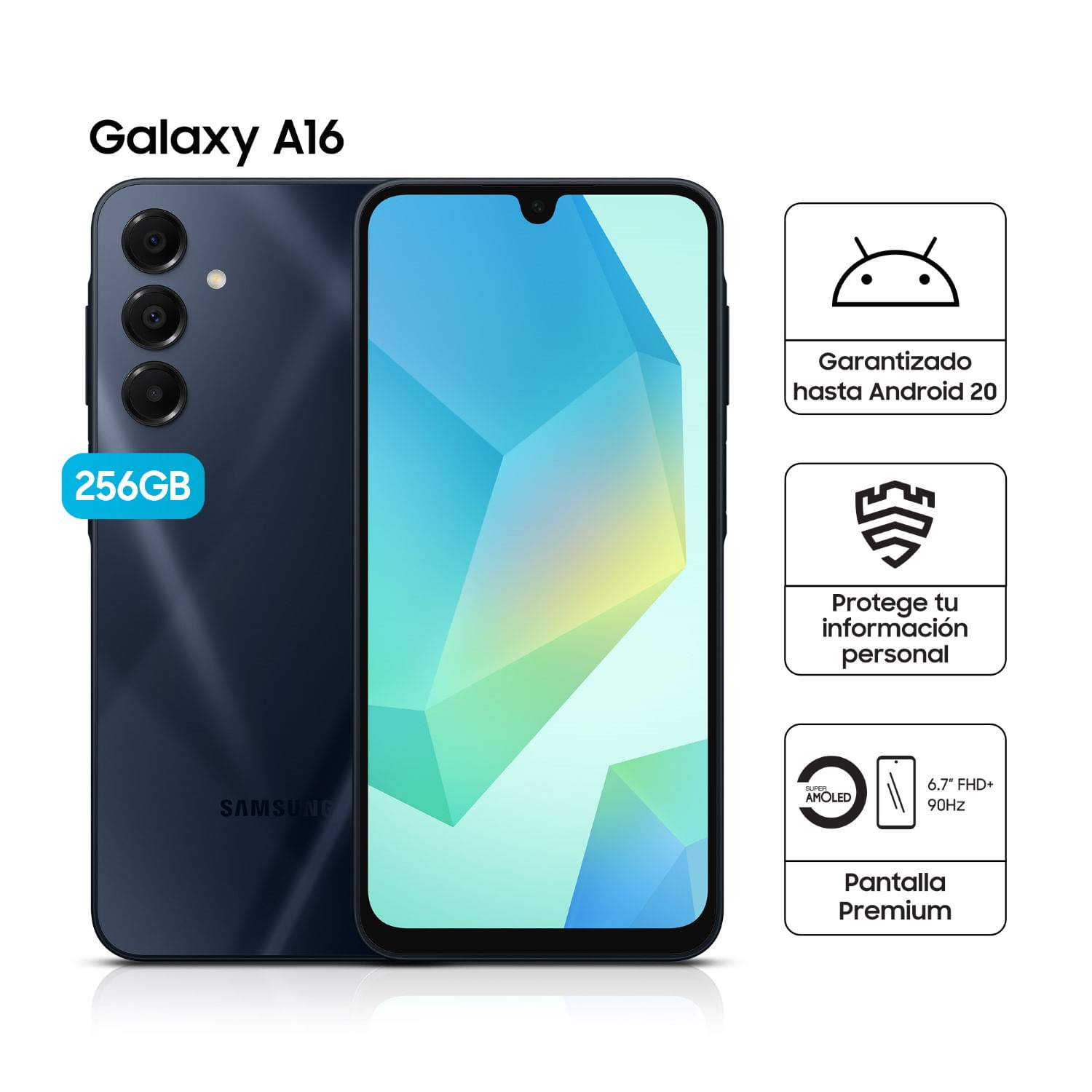 Celular Samsung A16 SM-A165MZKFLTP 8GB RAM 256GB 6.7"" Negro