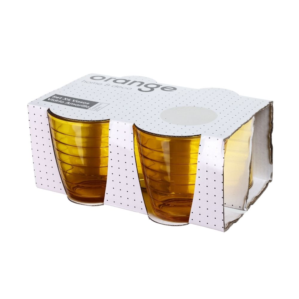 Set de 4 Vasos de Vidrio Orange 385ml Amarillo