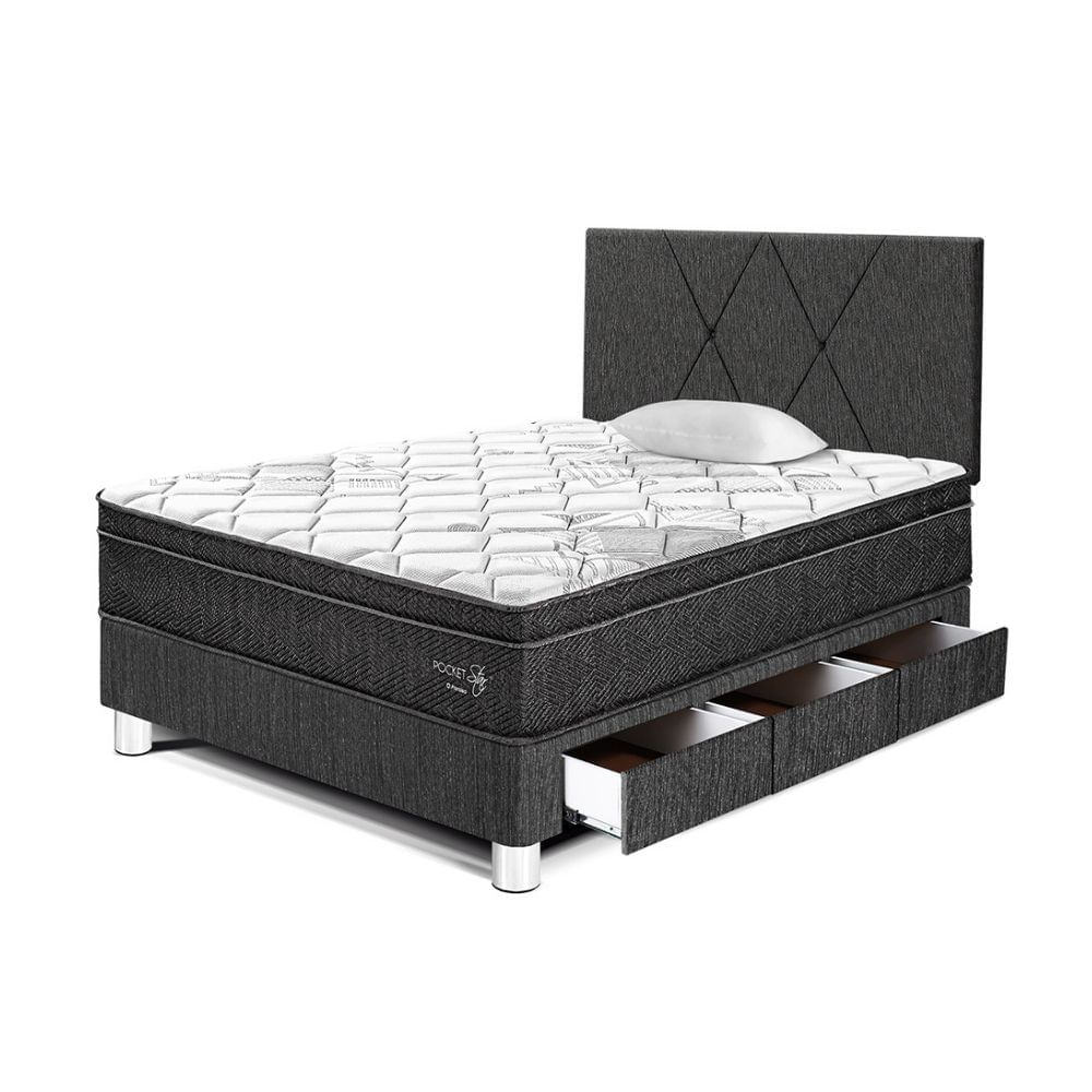 Dormitorio Paraíso Pocket Star con Cajones con Loft 1.5 plazas Charcoal