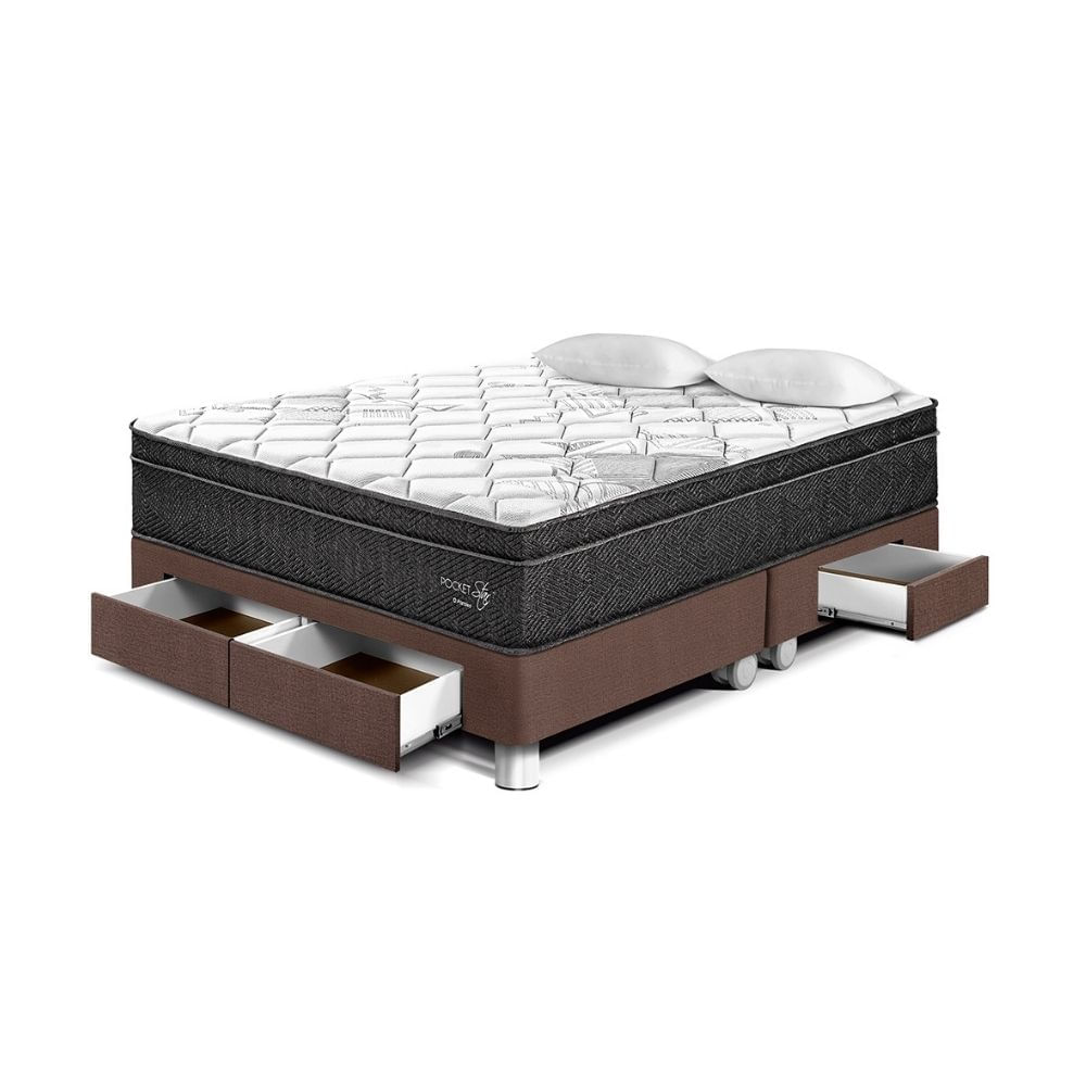 Cama Pocket Star Con Cajones King Chocolate Paraiso
