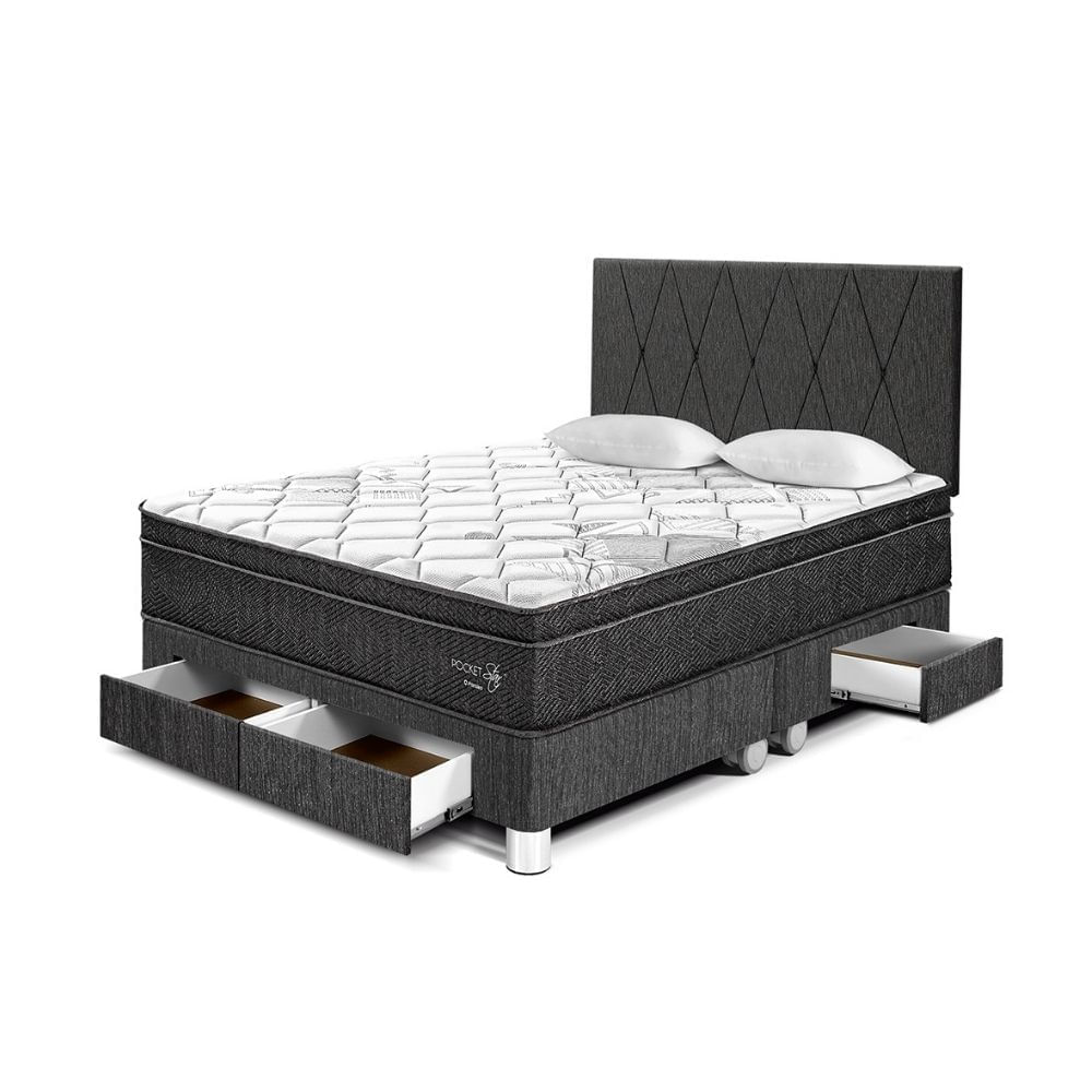 Dormitorio Paraíso Pocket Star con Cajones con Loft King Charcoal