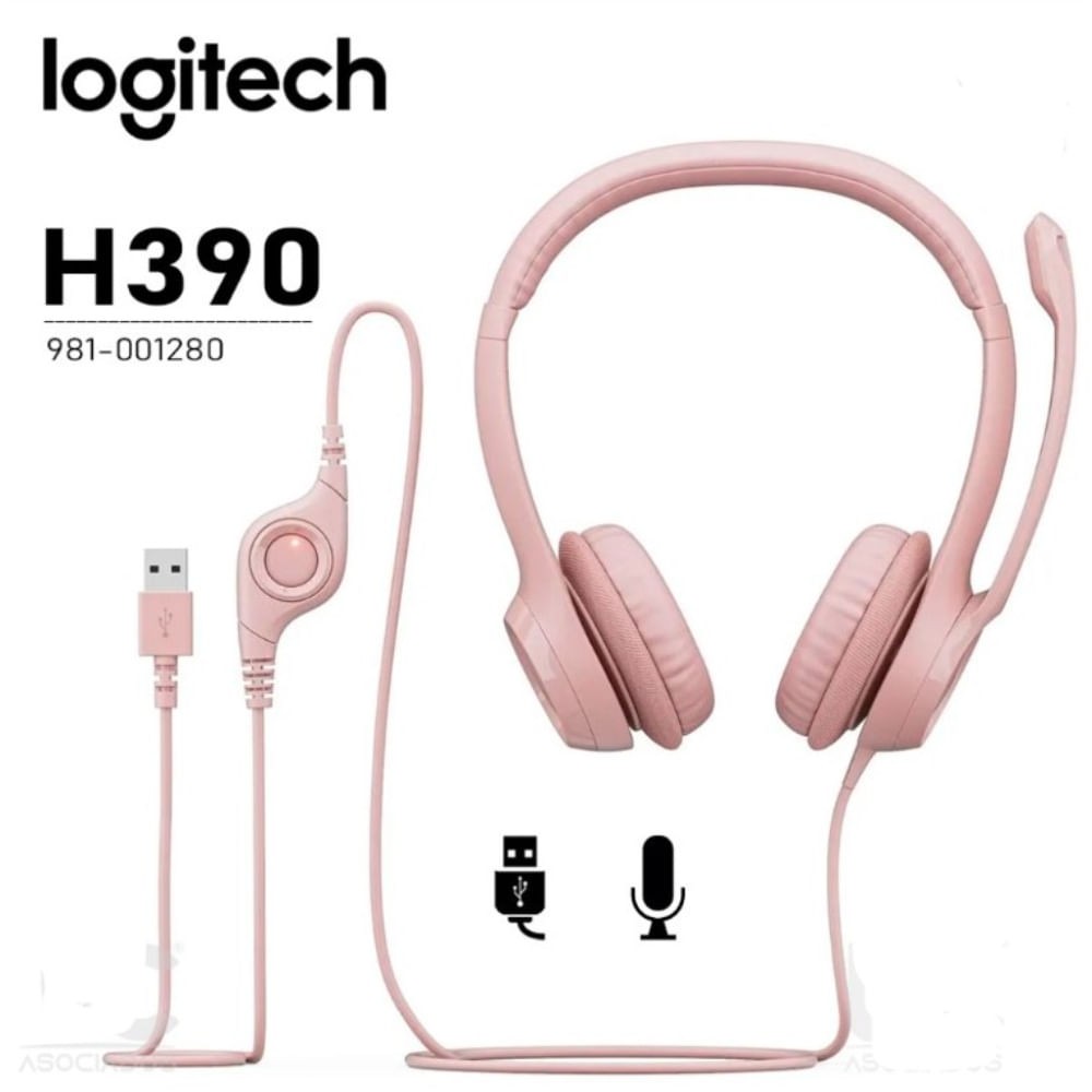 Audífono Micrófono Logitech H390 Usb Rose