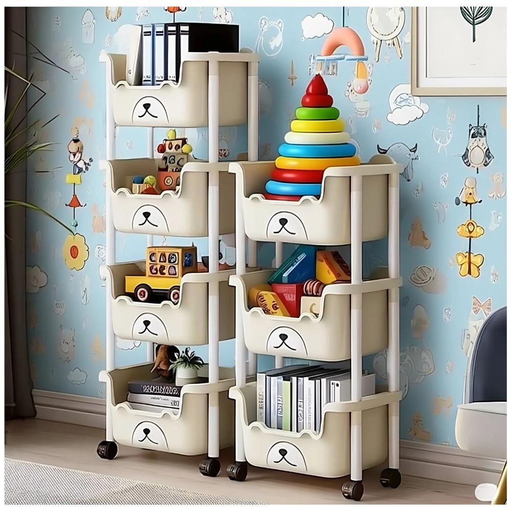 Organizador de Juguetes Carrito Multiusos con Ruedas 4 Niveles Ajustable