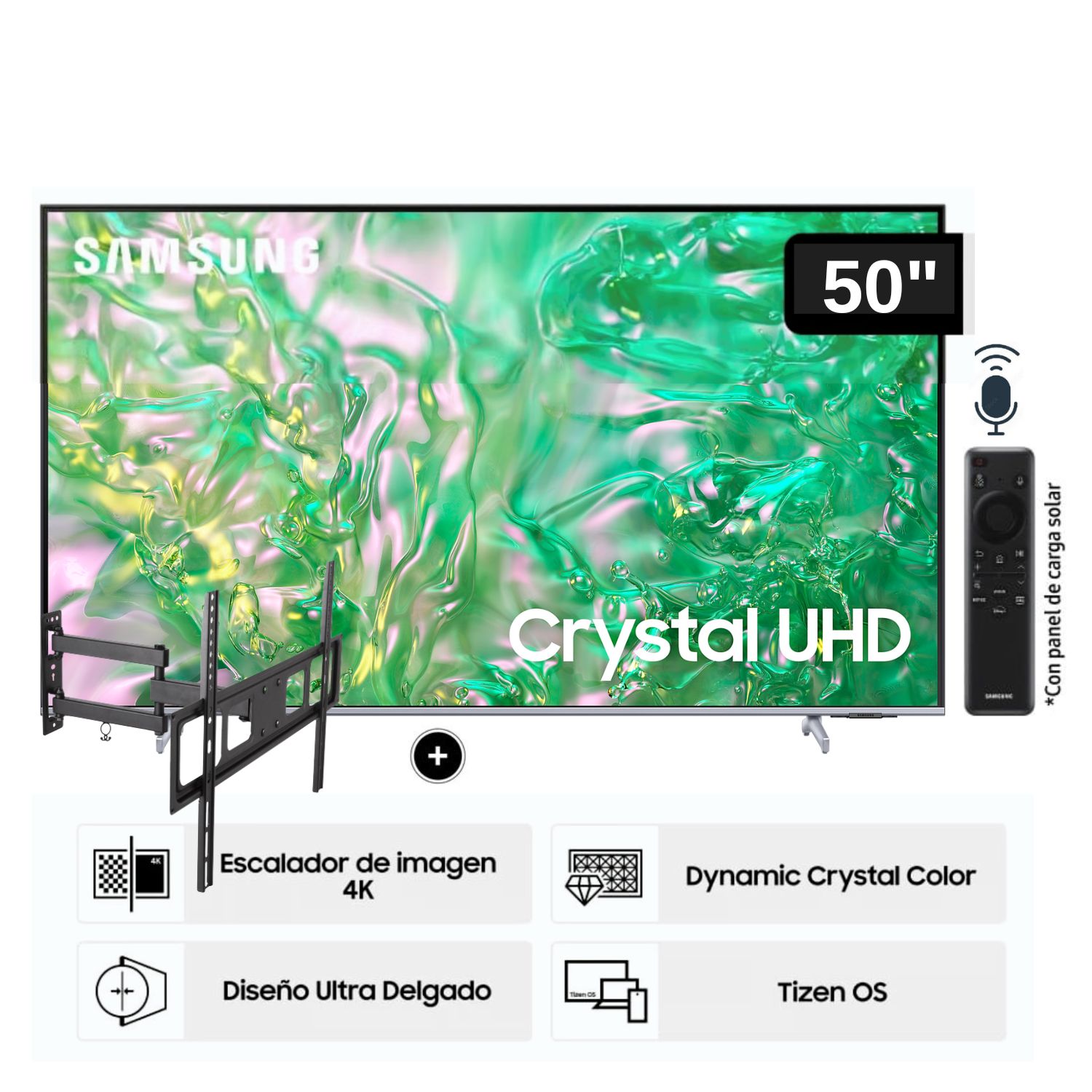 Televisor Samsung LED Smart TV 50 Crystal UHD 4K- UN50DU8200GXPE+Rack Giratorio