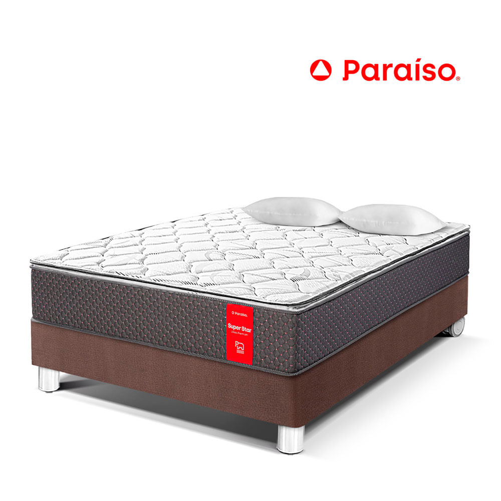 Cama Paraíso Super Star 2 Plazas + 2 Almohadas + Protector