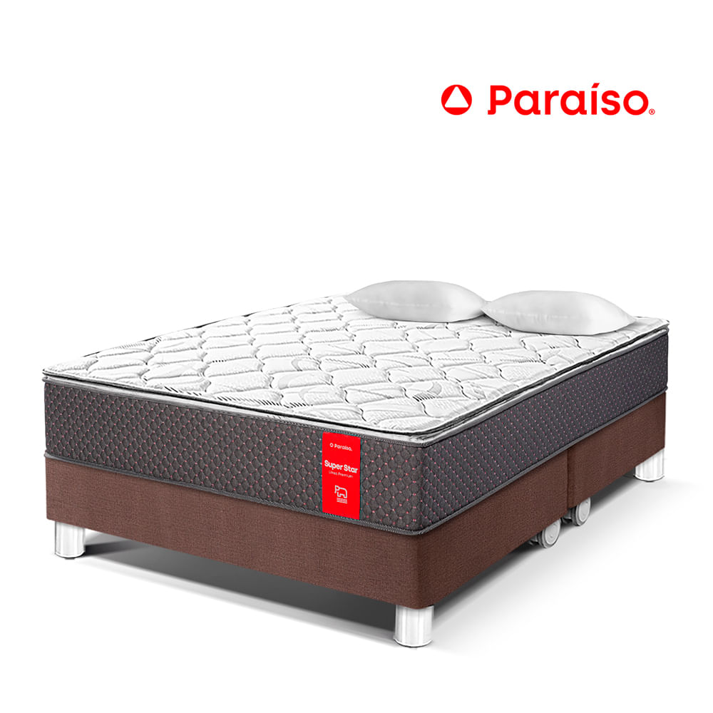 Cama Paraíso Super Star King Chocolate + 2 almohadas + prote