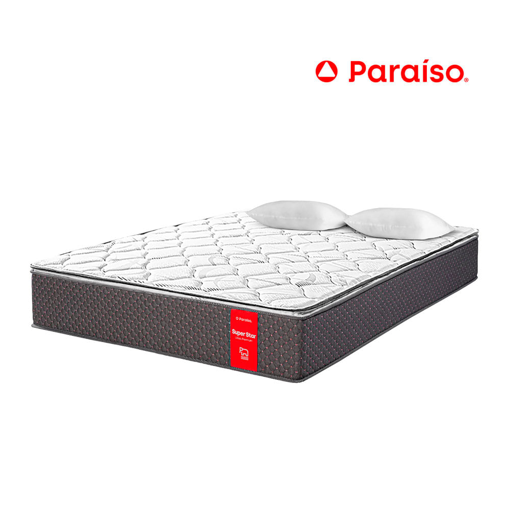 Colchón Paraíso Super Star Queen + 2 almohadas + protector