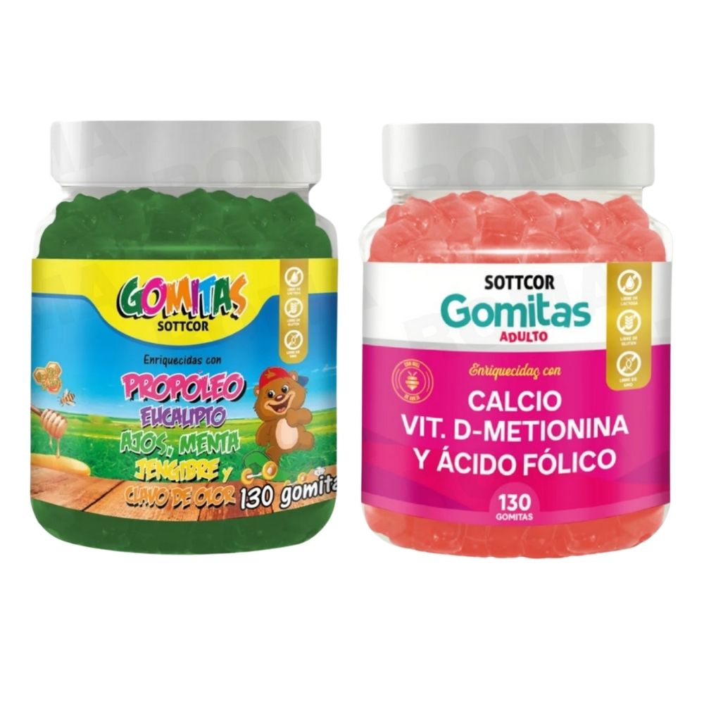 PACK 2 GOMITAS PROPÓLEO NIÑOS 130UND + GOMITAS CALCIO 130UND
