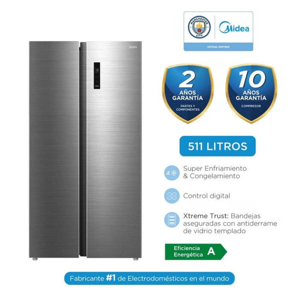 Refrigeradora Midea 511LT Midea MDRS710FGR46PE Silver