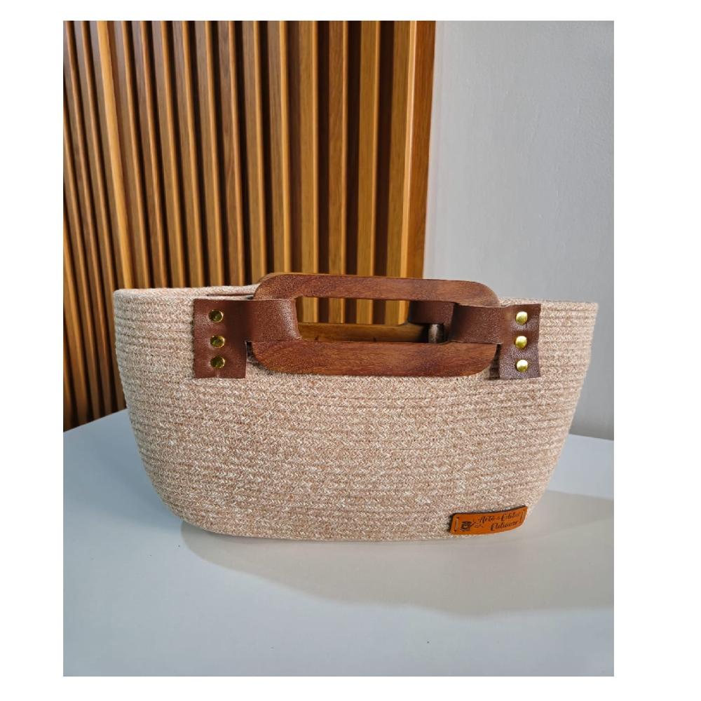 Cartera Tejida Mary color Beige PUNTO & ARTE