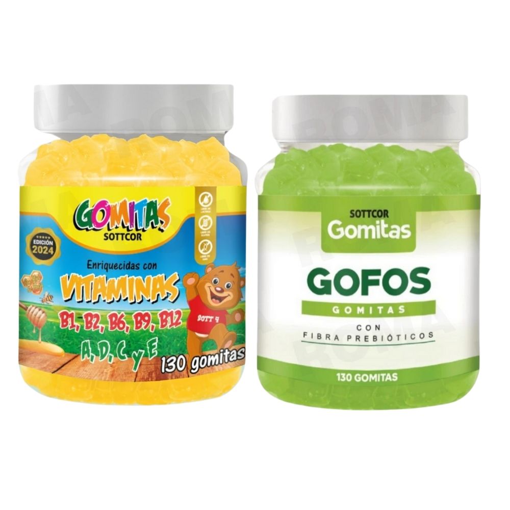 PACK 2 GOMITAS VITAMINAS PARA NIÑOS + GOFOS PARA ADULTOS 260 UND