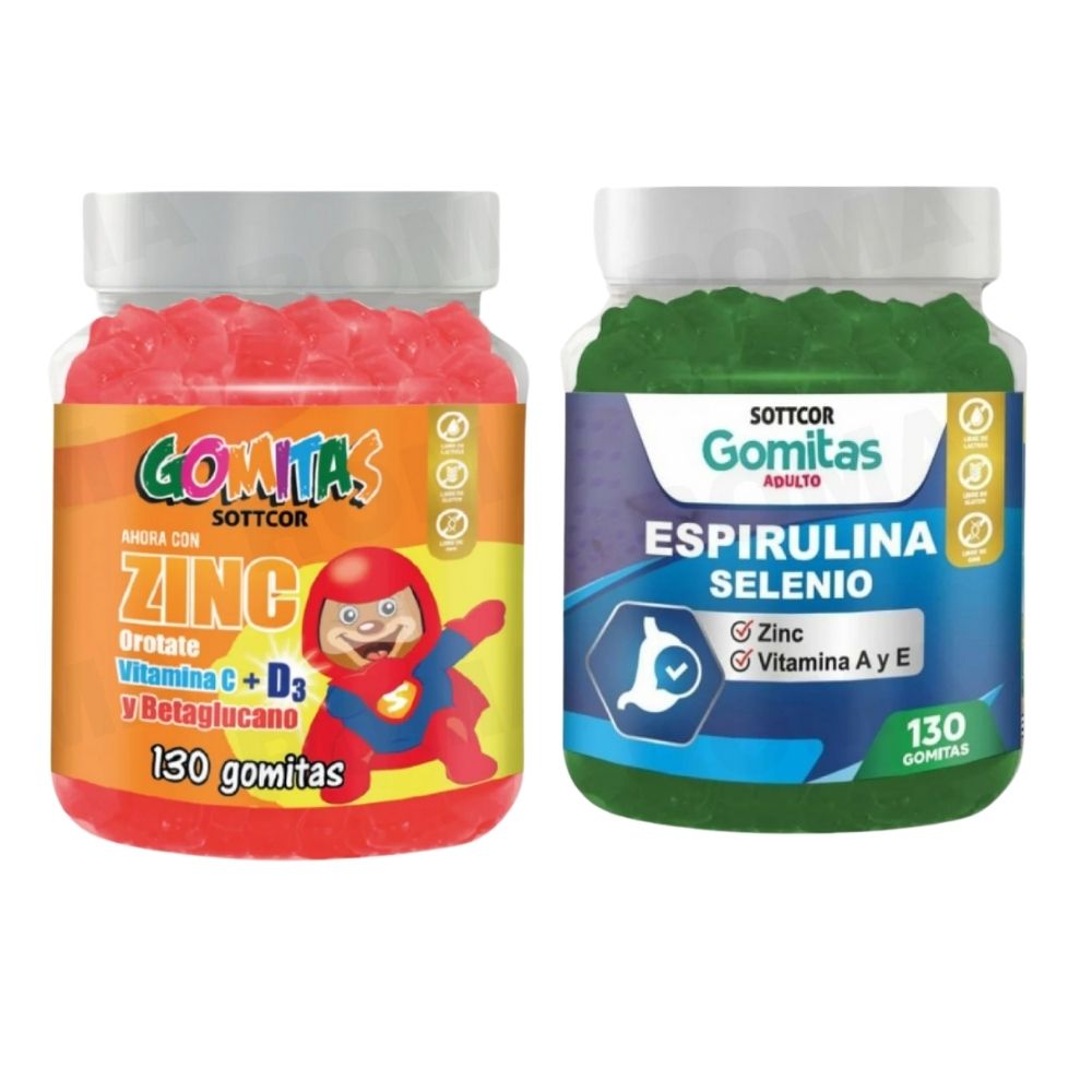 PACK 2 GOMITAS ZINC OROTATE NIÑOS + GOMITAS ESPIRULINA SELENIO