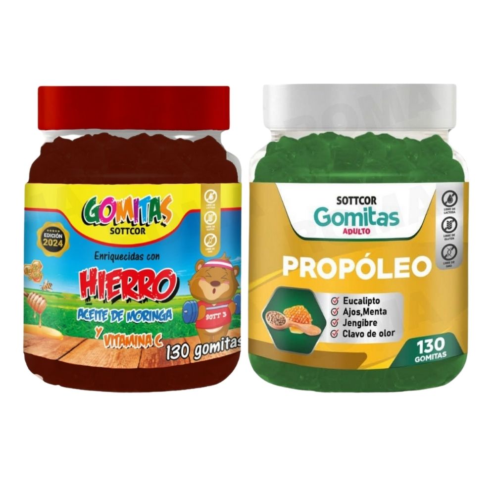 PACK 2 GOMITAS HIERRO NIÑOS + PROPOLEO ADULTO 260 UND