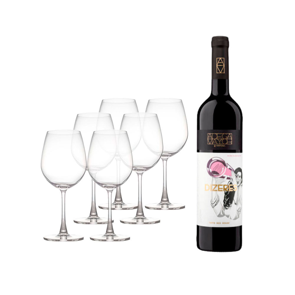 Vino Tinto Dizeres Ferrand 750ml + 6 Copas Sommelier