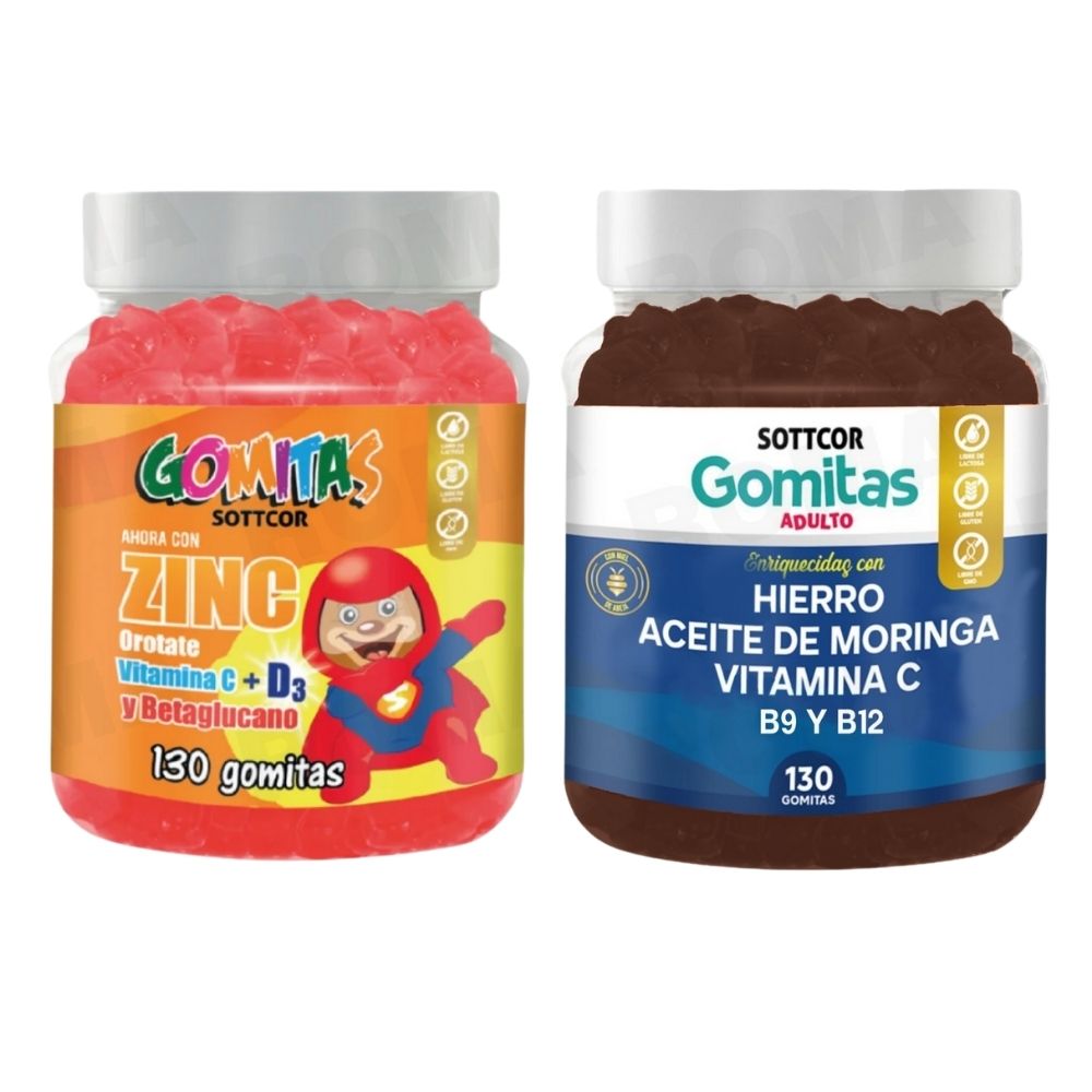 PACK 2 GOMITAS ZINC OROTATE NIÑOS 130UND + GOMITAS HIERRO 130UND