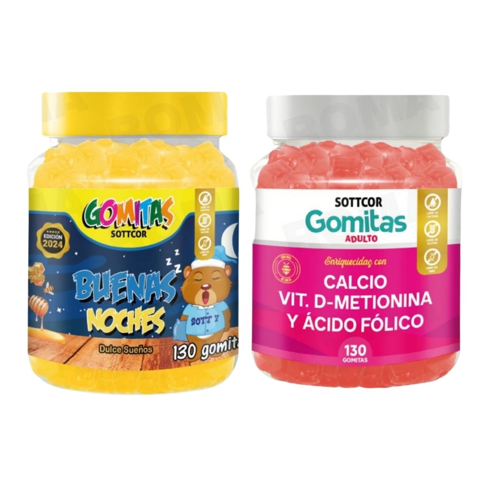PACK 2 GOMITAS BUENAS NOCHES NIÑOS 130UND + CALCIO ADULTOS 130 UND