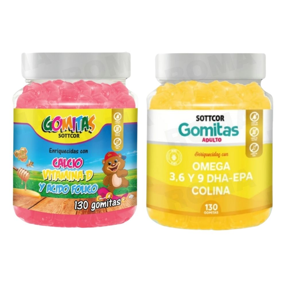PACK 2 GOMITAS CALCIO NIÑOS + OMEGA 3 ADULTO 260 UND