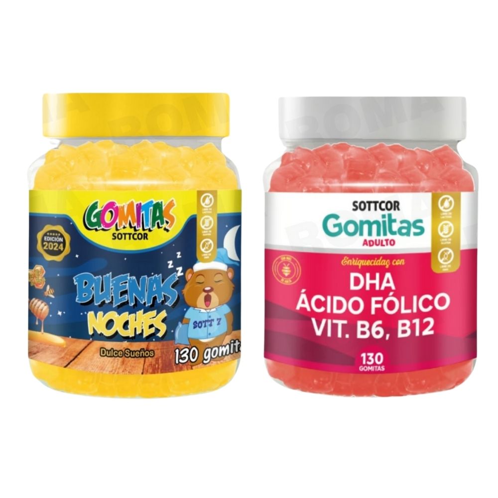 PACK 2 GOMITAS BUENAS NOCHES NIÑOS + DHA ACIDO FOLICO 260 UND