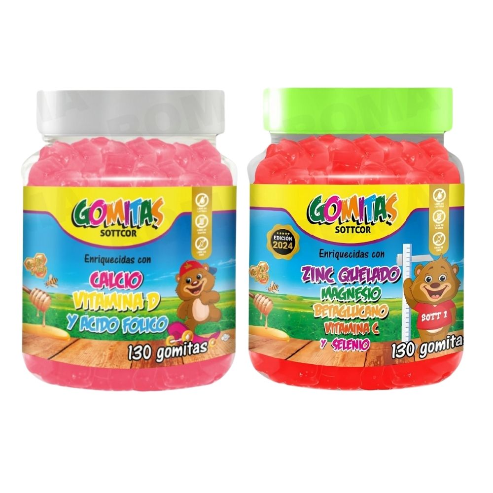 PACK 2 GOMITAS CALCIO NIÑOS + ZINC QUELADO NIÑOS 260 UND