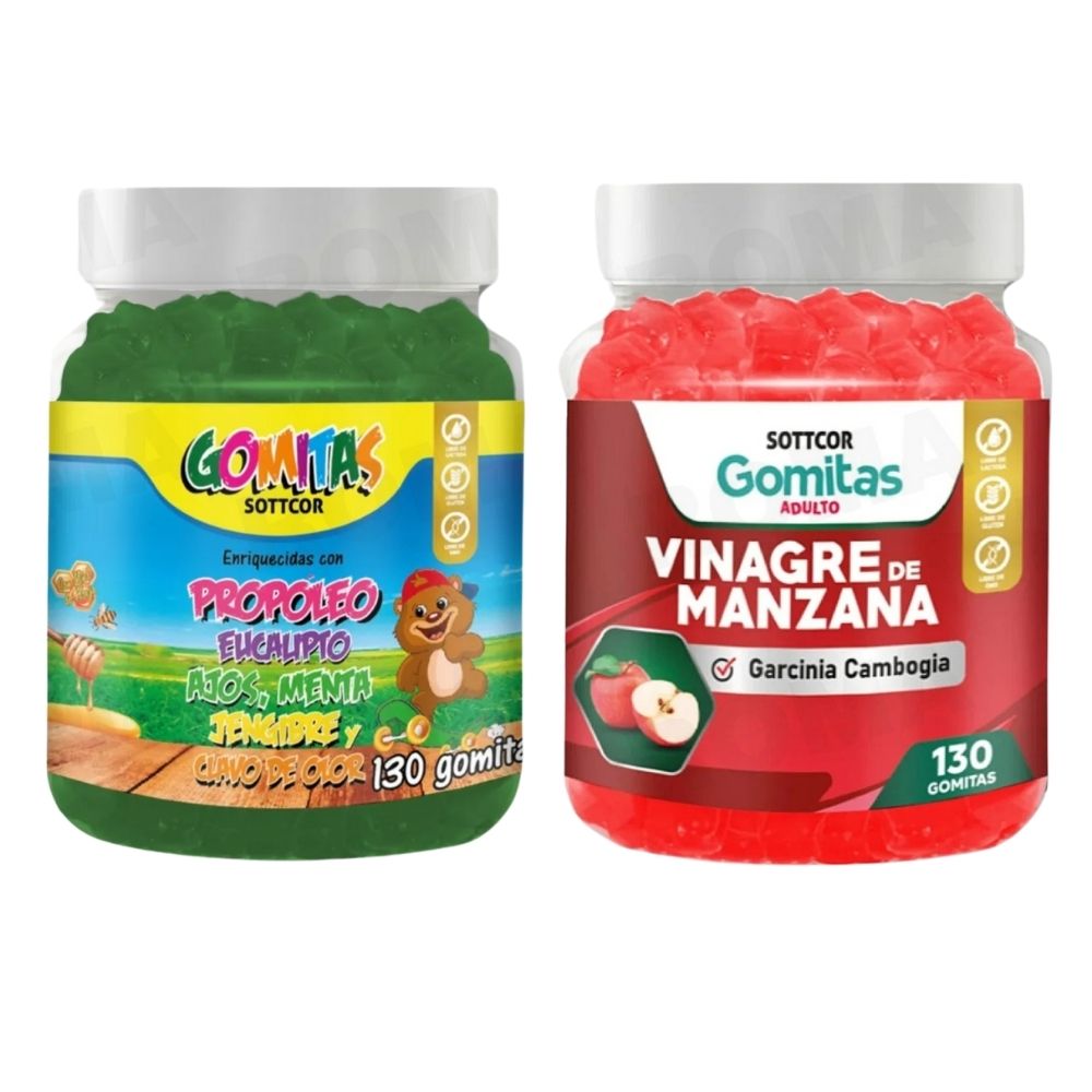 PACK 2 GOMITAS PROPÓLEO NIÑOS + GOMITAS VINAGRE DE MANZANA 130UND
