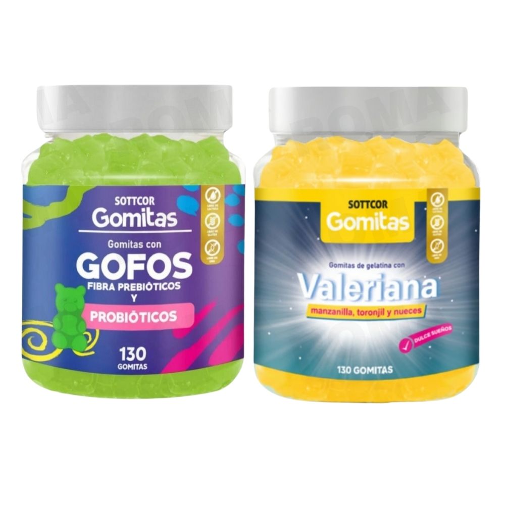 PACK 2 GOMITAS GOFOS PARA NIÑOS + GOMITAS VALERIANA ADULTOS 260 UND
