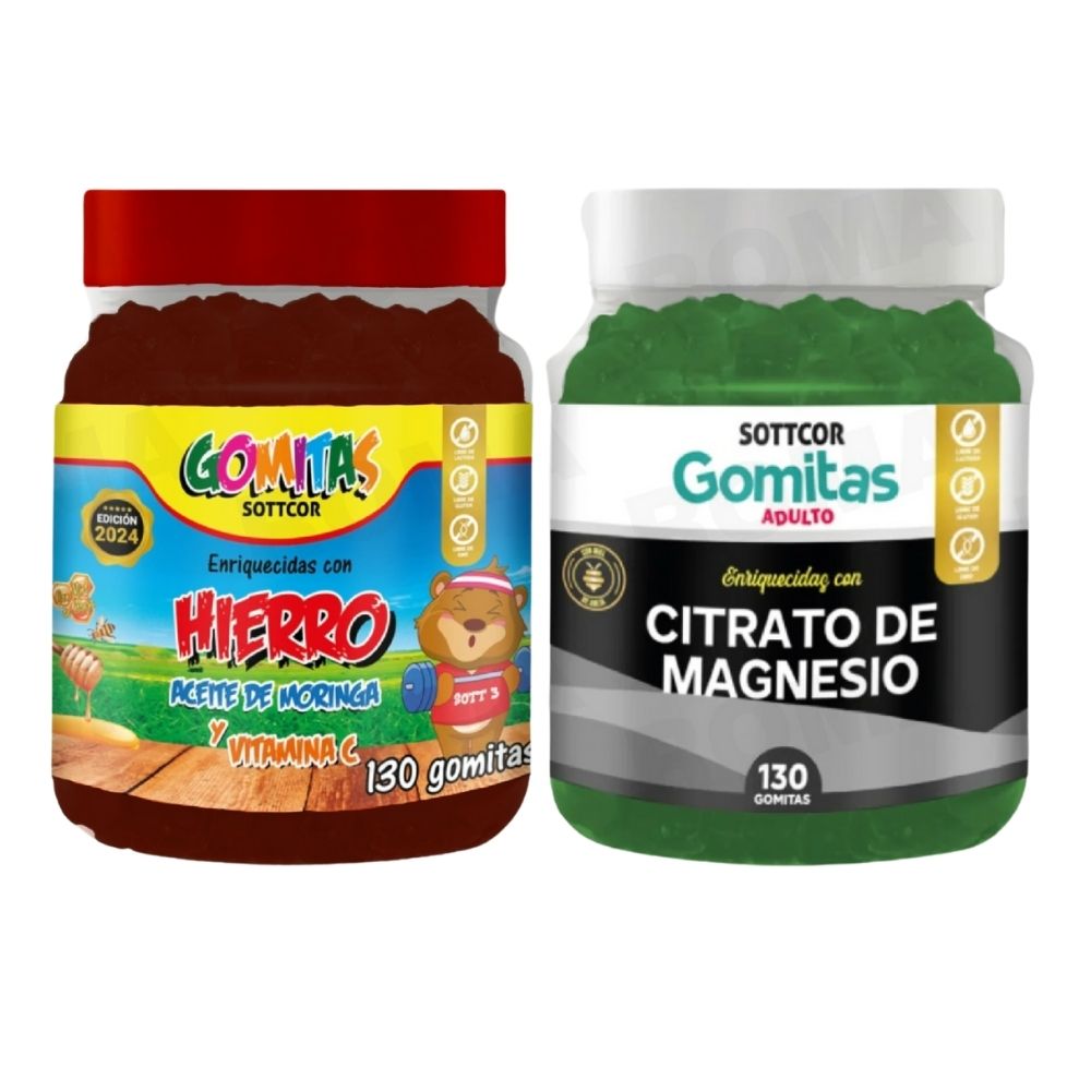 PACK 2 GOMITAS HIERRO NIÑOS  + CITRATO DE MAGNESIO ADULTO 260 UND