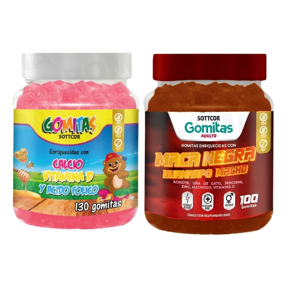 PACK 2 GOMITAS CALCIO NIÑOS 130UND + GOMITAS MACA NEGRA 100UND