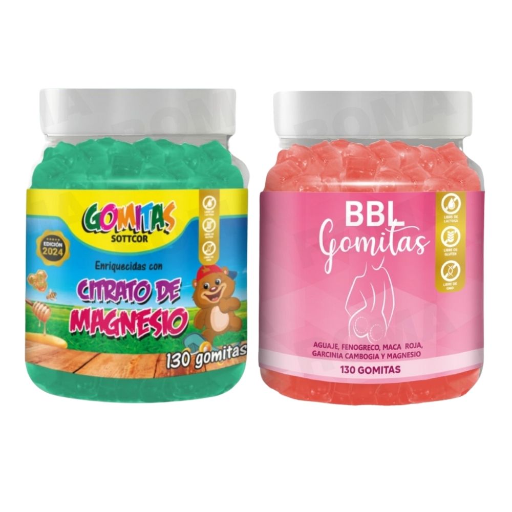 PACK 2 GOMITAS CITRATO DE MAGNESIO NIÑOS + GOMITAS AGUAJE BBL 260UND
